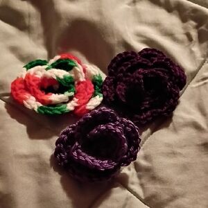 Handmade Crochet Flower Brooch Set